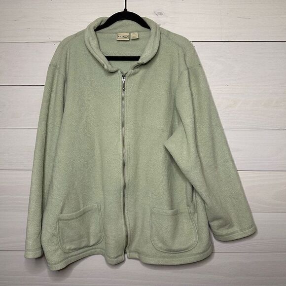 L.L. Bean Sage Green Fleece Jacket Women’s Size 2XL - Picture 2 of 6